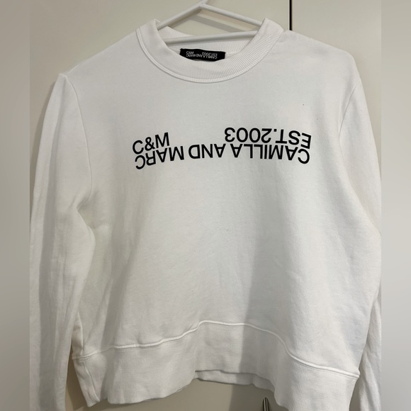 camilla & marc Sweaters - C&M Camilla and Marc James Logo Crew Sweater white